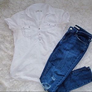 White Old Navy collared 1/4 button up